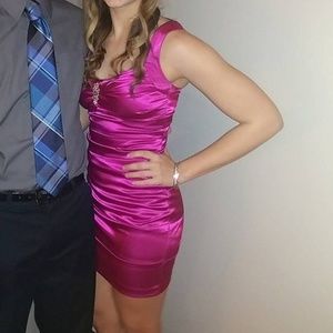 pink satin cocktail dress